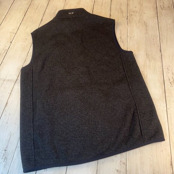 Vineyard Vines Fleece Vest Jacket Mens Size S Dark Grey Full Zip Zip Pockets - Picture 6 of 7
